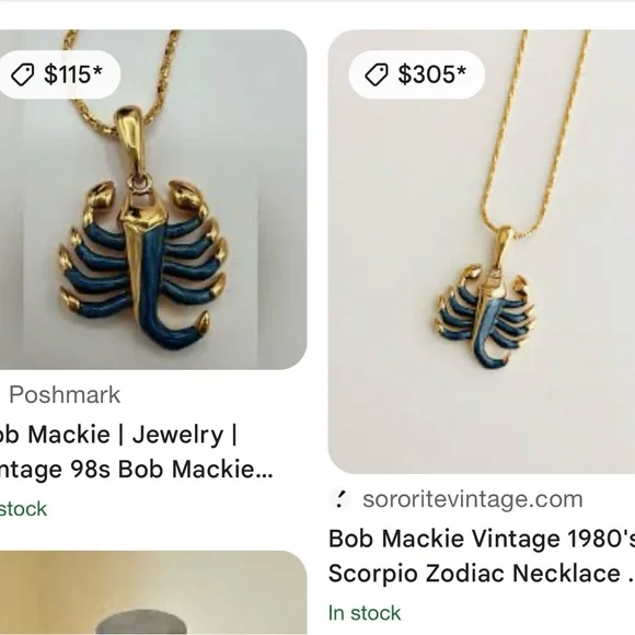 Vintage 1980’s Bob Mackie Blue and Gold Enamel Scorpio Necklace - Picture 9 of 10